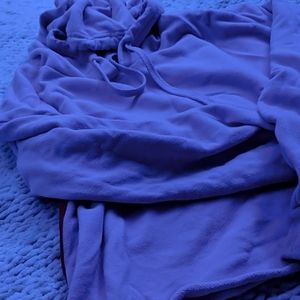 Pink crop top with red stripes on the side hoodie